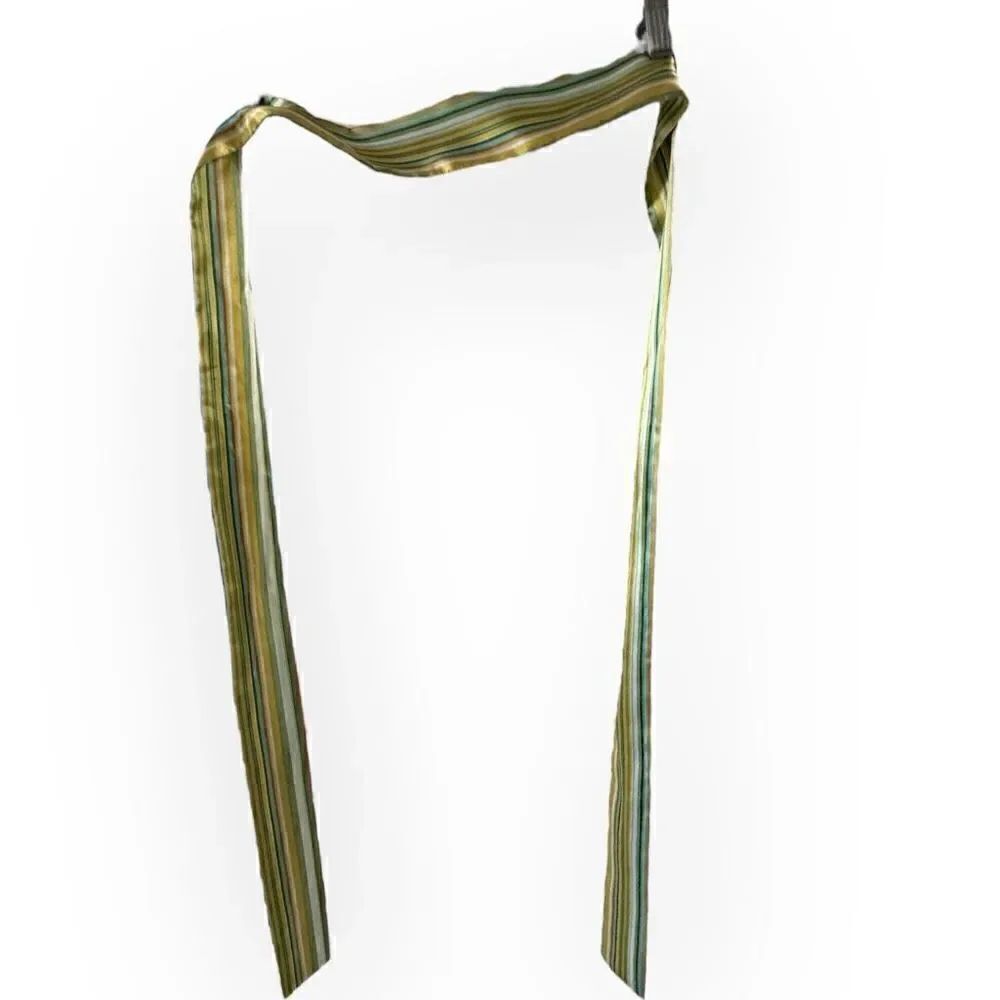 Scarf striped tie belt yellow, green, white 2x72